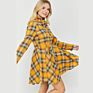 Spring Long Sleeve Button down Lined Casual Skater Plaid Shirt Dresses for Women