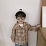 Spring Long Sleeve Casual Cotton Plaid Shirt Boys Kids Plaid T Shirt