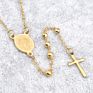 St Benedict Gold Plated Stainless Steel Religious Long Rosaries Virgin Mary Cross Necklace Catholic Rosary