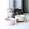 Stainless and Wood Frame Raise Puppy Food Feeder Eco Elevated Luxury Portable Travel Ceramic Cat Pet Dog Bowl For