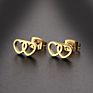 Stainless Steel 3 Colors Double Heart Kid Stick No Hile Earring