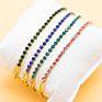 Stainless Steel Chain Link Cubic Zirconia Blue Rose Gold Silver Tennis Chain Iced Out Crystal Cz Diamond Tennis Bracelet