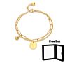 Stainless Steel Queen Elizabeth Gold Coin Chain Ball Bracelet Double Layers Bracelet Bangles for Women