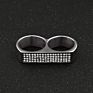 Stainless Steel Rhinestone Wide Face Club Party Two-Finger Ring Men