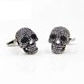 Steam Punk Antique Silver Plated Skull Brass Metal Cufflinks