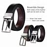 Stock Men's Black Brown Double Side Reversible Rotated Buckle Genuine Leather Men Dress Reversible Belt for Men