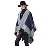 Stripe Printing Design Acrylic Poncho Cloak Thick Warm Multicolor Poncho Shawls for Women Wool Spinning Shawl