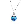Style Silver Necklace Blue Heart Shape Blue Gemstone Necklace Zircon Design Jewelry