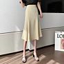 Style Women Long Dress Skirt Slender Soild Color High Waist A-Line Gril Skirt