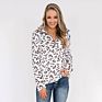 Stylish Half Zip Leopard Pullover Women Sweatshirt