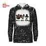 Sublimation Faux Bleach Design Printed Hoodie Soft Polyester Fleece Pre Bleached Pullover Hoodies Sweatshirts