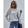 Sugar Design Casual Fall Sweaters Women Ruffle Neck Knit Fitness Sweater