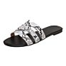 Supply Attractive Price Falt Big Size Woman Slippers Leopard Pu Slides Flip Flops Beach Slippers