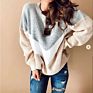 Sweaters De Lady Oversize Striped Top Contrast Color Sweater Jumper Women Crew Neck Knitwear Pullover Mujer