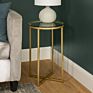 Tempered Glass Top round Accent Side Metal End Table with X-Shaped Base