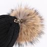 Thick Raccoon Fur Children Fur Pompon Knitted Hats Kids Fur Ball Hats Parent-Child Hat Scarf Set