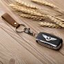 Tiding Promotional Brown Real Genuine Leather Keyring Key Holder Key Chain Cow Stamped Leather Keychain