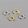 Tiny Gold Plated Hoop 925 Silver Jewelry Women Mens Punk Triangle Geometric Rivet Spike Earrings