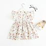 Toddler Baby Girls Cotton Flower Print Dress Kids Tulle Organza Dresses Ruffle Sleeve Sweet Dress