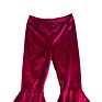 Toddler Girl Burgundy Velvet Bell Bottoms Girl Fall Popular Trousers Girl Flared Pants