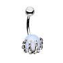 Toposh 14G Stainless Steel Belly Bars Skull Hand with Gem Ball Fixed Navel Belly Button Rings Piercing Jewelry
