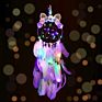 Unicorn Dream Catcher with Led Lights Feather Wall Hangings Girl Room Decor Ornament Boho Dream Catcher
