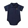 Unisex Polo Collar Solid Color Triangle Rompers Short-Sleeved Attire