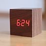 Usb Power Voice Controlled Mdf Wooden Desktop Led Digital Cube Alarm Clock