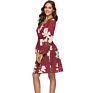 V-Neck Long Sleeve Floral Print Women Mini Dress High Waist Party Dress for Women Lady Elegant Flower Casual Dress
