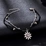 Vintage Boho Multi Layer Beads Anklets Adjustable Stainless Steel Sun Pendent Anklet for Women Jewelry