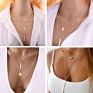 Vintage Boho Multi Layer Geometric Map Star Horns Metal Pendant Necklace for Women Collar