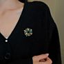 Vintage Brooch Sense Green Diamond Crystal Flower Leaves Brooch Designer Jewelry