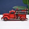 Vintage Fire Truck Model Retro Figurine Iron Red Truck Vehicle Figurine Boy Gift Kid Toy Home Decor Metal Crafts