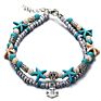 Vintage Heart Elephant Owl Starfish Turtle Pendant Turquoise Beads Women Beach Anklet Bracelet Foot Jewelry
