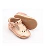 Vintage Style Leather Tbar Soft Sole Baby Shoes Girls Rose Gold Baby Dress Shoes with Scalloped Edge
