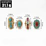 Vintage Turkish Punk Turquoise Ring 4Pcs/Set Women Boho Knuckle Ring Silver Midi Ring Sets