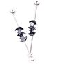 Vriua Punk Medical Steel Black Bat Dangle Industrial Cartilage Piercing Barbell Long Earrings Straight Barbell Classic Piercing