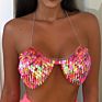 W-S460A Women Sequin Crop Top Low Cut Halter Bikini Chain Bra Top Nightclub Shiny Body Jewelry