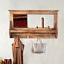 Wall Coat Rack Clothes Hat Hanger Holder Shelf Solid Wood with Mirror Creative Brown