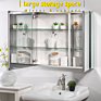 Wall Mounted Aluminum Bathroom Medicine Mirror Cabinet with 2 Doors