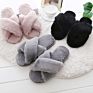 Warm Faux Fur Woman Slippers Ladies Cross Soft Plush Female Open Toe Furry Slipper