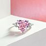 Wedding Ring Heart Shape Zircon Pink Color Gemstone 925 Sterling Silver Ring Women Engagement Jewelry