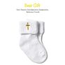 White Boys Baptism Christening Socks with Cross Embroidery