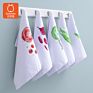 White Flour Sack Kitchen Dish Towel White Embroidery Kitchen Towel Vegetable Fruit Printing