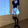 White Slim Puffy A-Line Women's Age Reducing Short Korean Versatile High Waist Student Demin Skirt