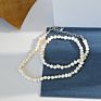 Women 925 Sterling Silver Baroque Fresh Water Freshwater Beaded Pearl Necklace Jewelry Collar De Perlas