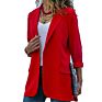 Women Autumn Long Sleeve Open Front Blazer Solid Color Suit with Side Pockets Office Lady Business Blazers Wm229