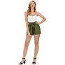 Women Bowknot Tie High Waist Casual Shorts A-Line Shorts with Pockets