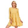 Women Casual Texture Fully Lined Bell Sleeves Ruffle Hem Dress