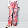 Women Clothing Rayon Spandex Tie Dye Fold over Waist Straight Wide Leg Full Length Palazzo Pants